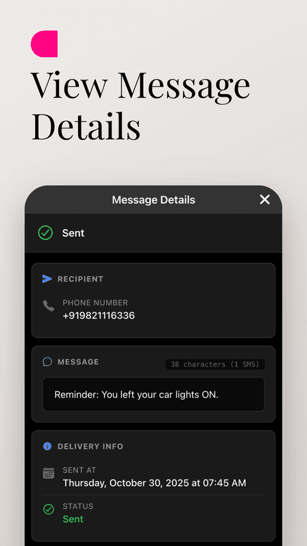 Schedule SMS messages securely without revealing your identity in Ghost